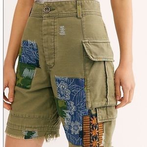 NWOT Free People The Hype Patchwork Green Shorts - Size 6
